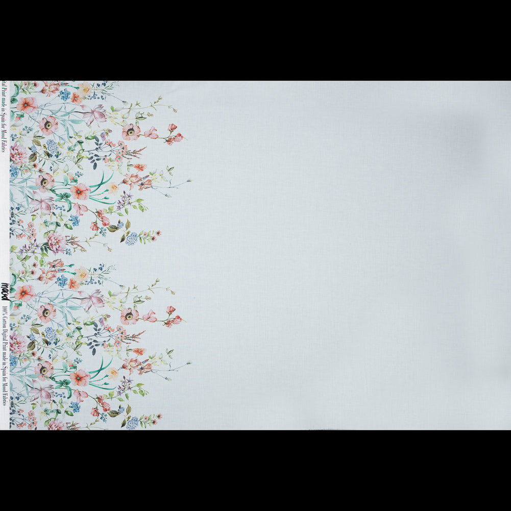 Cotton Voile - White Floral Border - La Marche des Fleurs Print - Mood Exclusive Jacques Collection