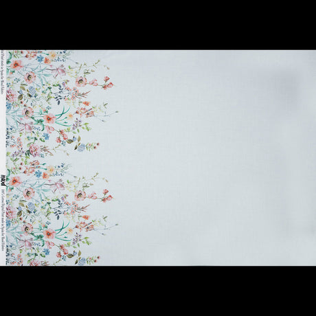 Cotton Voile - White Floral Border - La Marche des Fleurs Print - Mood Exclusive Jacques Collection