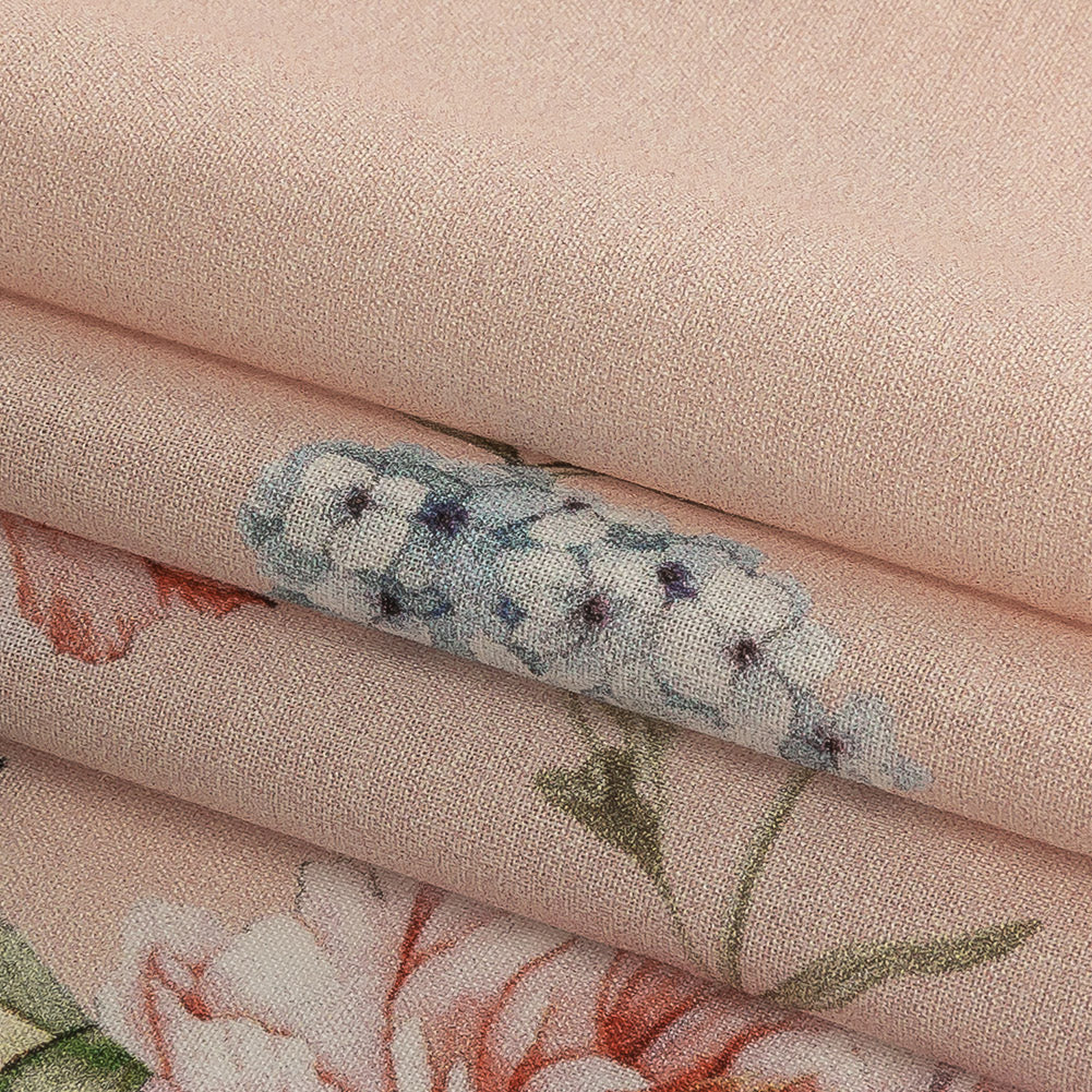 Cotton Voile - Pink Floral Border - La Marche des Fleurs Print - Mood Exclusive Jacques Collection