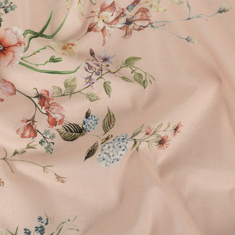 Cotton Voile - Pink Floral Border - La Marche des Fleurs Print - Mood Exclusive Jacques Collection
