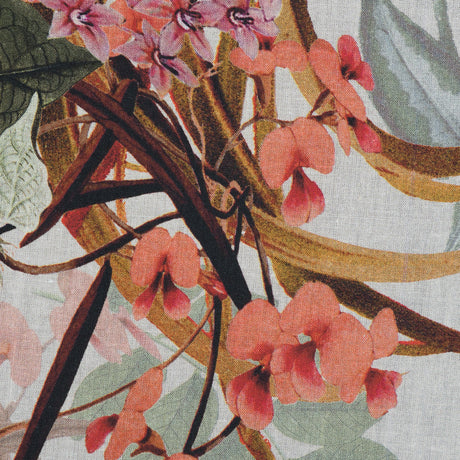 Cotton Voile - Pale Green and Coral Floral - Ile des Orchidees Print - Mood Exclusive Jacques Collection