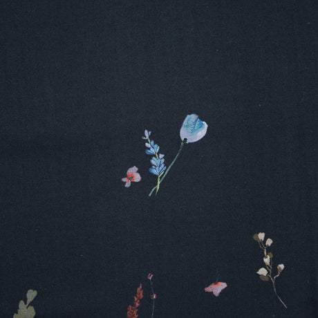 Cotton Voile Panel - Midnight Blue Floral Band - Promenade au Pavot Print - Mood Exclusive Jacques Collection