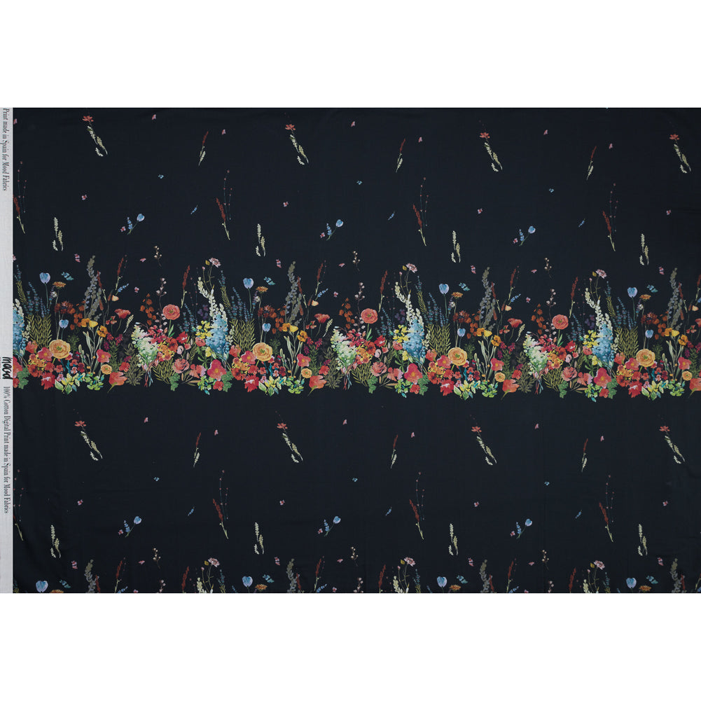 Cotton Voile Panel - Midnight Blue Floral Band - Promenade au Pavot Print - Mood Exclusive Jacques Collection