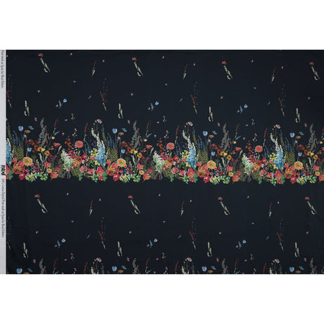 Cotton Voile Panel - Midnight Blue Floral Band - Promenade au Pavot Print - Mood Exclusive Jacques Collection