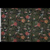 Cotton Voile - Olive Green Flowers and Leaves - Les Tropiques Print - Mood Exclusive Jacques Collection