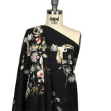 Cotton Poplin - Black and Green Birds and Flowers - La Grande Tournee Print - Mood Exclusive Jacques Collection