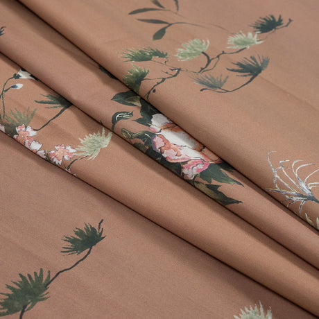 Cotton Poplin - Caramel Birds and Flowers - La Grande Tournee Print - Mood Exclusive Jacques Collection
