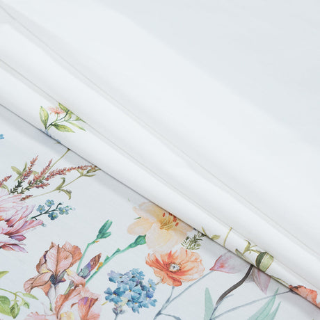 Cotton Poplin - White Floral Border - La Marche des Fleurs Print - Mood Exclusive Jacques Collection