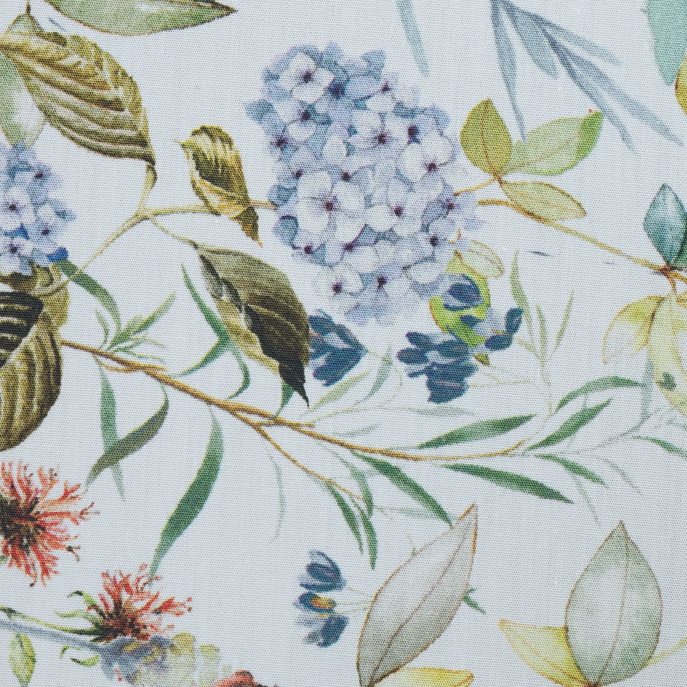 Cotton Poplin - White Floral Border - La Marche des Fleurs Print - Mood Exclusive Jacques Collection