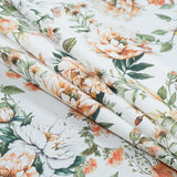Cotton Poplin - Orange and Green Floral - Les Fleurs de L'amour Print - Mood Exclusive Jacques Collection