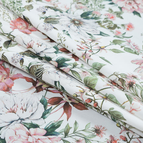 Cotton Poplin - Pink and Green Floral - Les Fleurs de L'amour Print - Mood Exclusive Jacques Collection