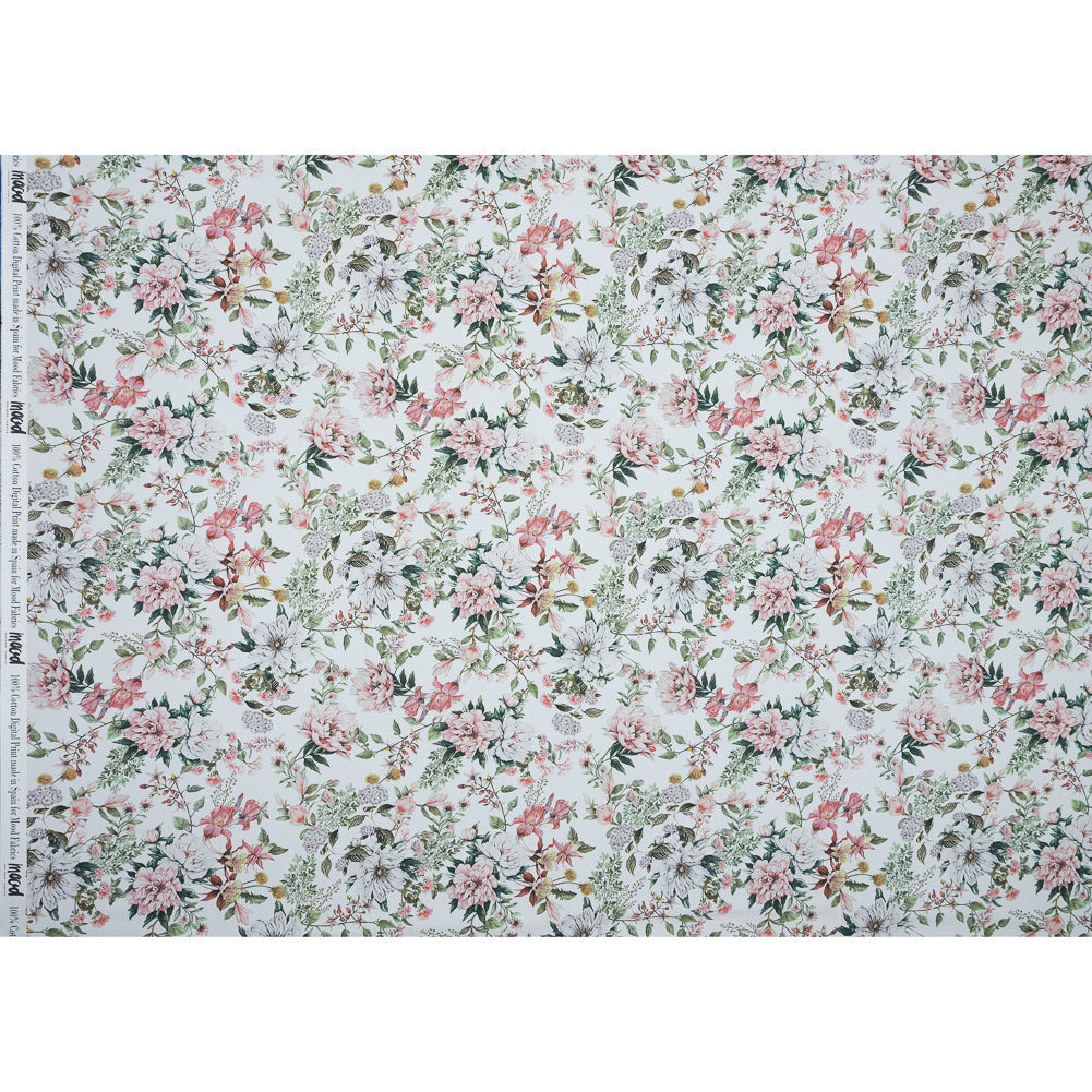 Cotton Poplin - Pink and Green Floral - Les Fleurs de L'amour Print - Mood Exclusive Jacques Collection