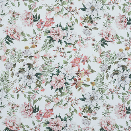 Cotton Poplin - Pink and Green Floral - Les Fleurs de L'amour Print - Mood Exclusive Jacques Collection