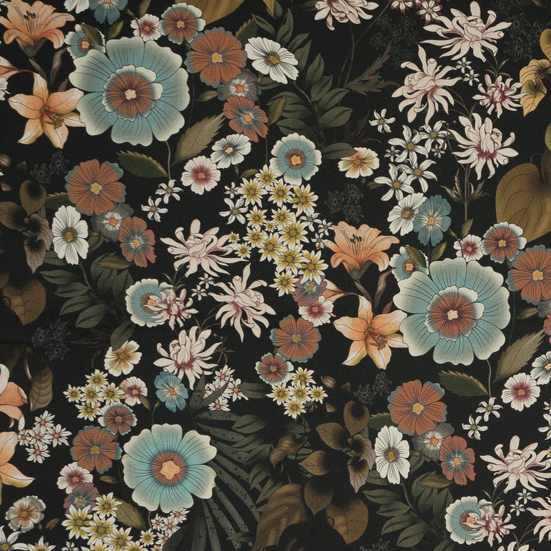 Stretch Cotton Sateen - Rustic Floral - Narcissus' Reflection Print - Mood Exclusive Gaia Collection
