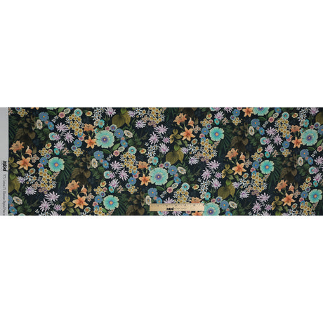Stretch Cotton Sateen - Green and Blue Floral - Narcissus' Reflection Print - Mood Exclusive Gaia Collection