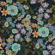 Stretch Cotton Sateen - Green and Blue Floral - Narcissus' Reflection Print - Mood Exclusive Gaia Collection