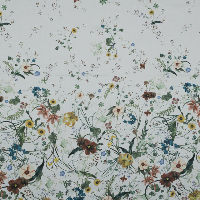 Stretch Cotton Sateen - White Floral - Persephone's Bouquet Print - Mood Exclusive Gaia Collection