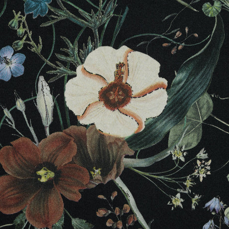 Stretch Cotton Sateen - Black Floral - Persephone's Bouquet Print - Mood Exclusive Gaia Collection