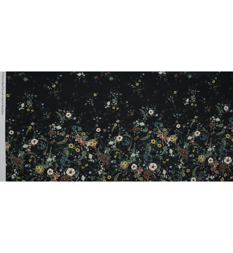 Stretch Cotton Sateen - Black Floral - Persephone's Bouquet Print - Mood Exclusive Gaia Collection