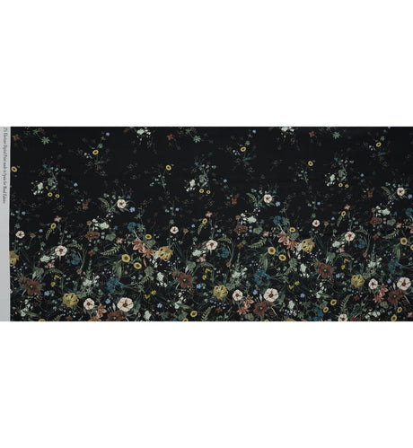 Stretch Cotton Sateen - Black Floral - Persephone's Bouquet Print - Mood Exclusive Gaia Collection
