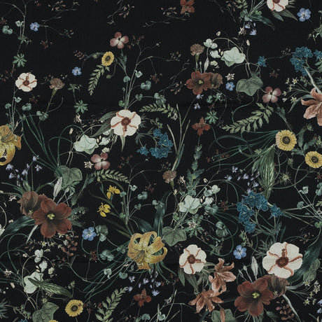 Stretch Cotton Sateen - Black Floral - Persephone's Bouquet Print - Mood Exclusive Gaia Collection