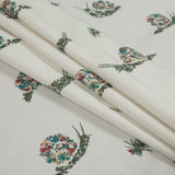 Stretch Cotton Sateen - White Floral Snails - The Snail's Bounty Print - Mood Exclusive Gaia Collection