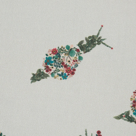 Stretch Cotton Sateen - White Floral Snails - The Snail's Bounty Print - Mood Exclusive Gaia Collection
