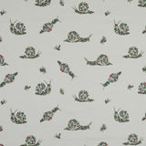 Stretch Cotton Sateen - White Floral Snails - The Snail's Bounty Print - Mood Exclusive Gaia Collection