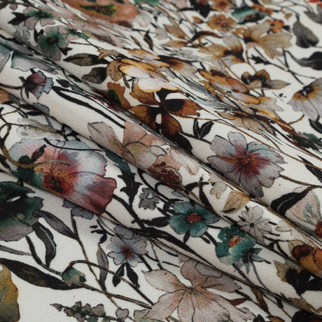 Stretch Polyester Crepe - Ivory Floral - Passing of Adonis Print - Mood Exclusive Gaia Collection