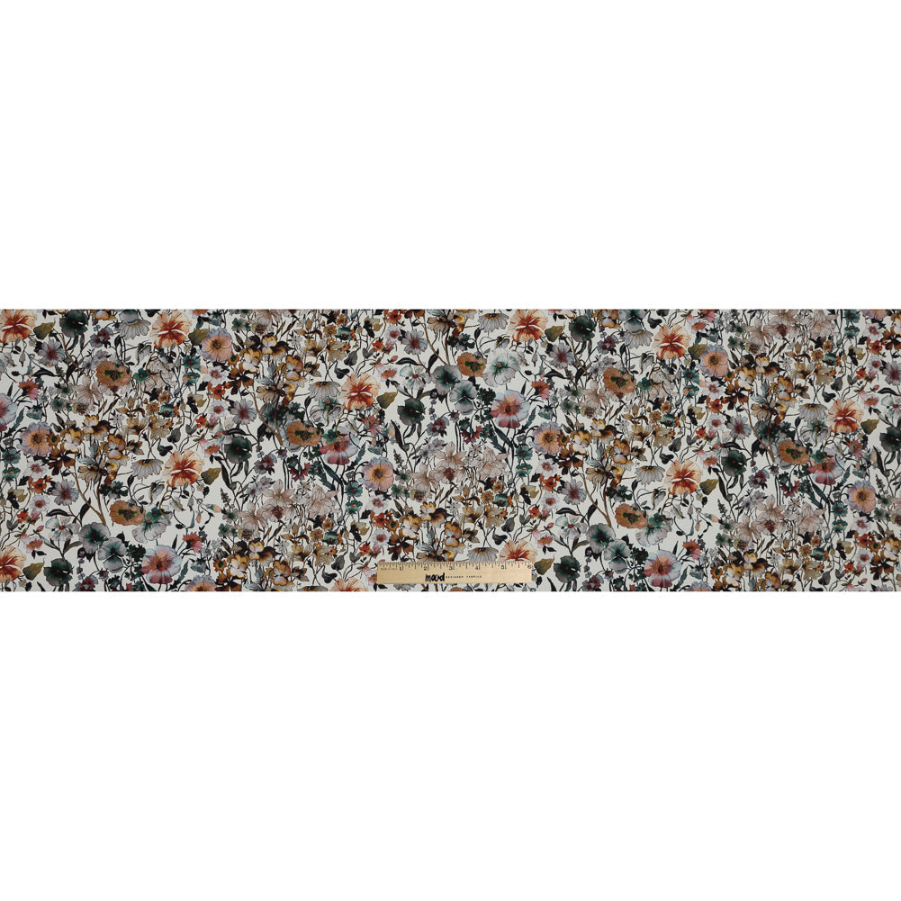Stretch Polyester Crepe - Ivory Floral - Passing of Adonis Print - Mood Exclusive Gaia Collection
