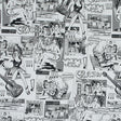 Stretch Cotton Sateen - Black and White Comics - With the Band Print - Mood Exclusive Comic Collection