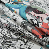 Stretch Cotton Sateen - White Pop Icons - White Fashionably Late Print - Mood Exclusive Comic Collection