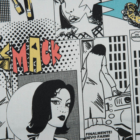 Stretch Cotton Sateen - White Pop Icons - White Fashionably Late Print - Mood Exclusive Comic Collection