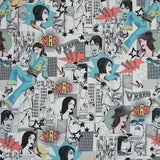 Stretch Cotton Sateen - White Pop Icons - White Fashionably Late Print - Mood Exclusive Comic Collection