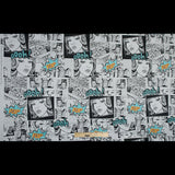 Stretch Cotton Sateen - Black and Aqua Comics - Alter-Ego Romance Print - Mood Exclusive Comic Collection