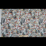 Stretch Cotton Sateen - Red and Yellow Comics - Coffee and Cars Print - Mood Exclusive Comic Collection