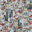Stretch Cotton Sateen - Red and Yellow Comics - Coffee and Cars Print - Mood Exclusive Comic Collection