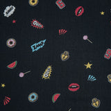 Cotton Voile - Black Pop Icons - Black Candy and Combat Print - Mood Exclusive Comic Collection