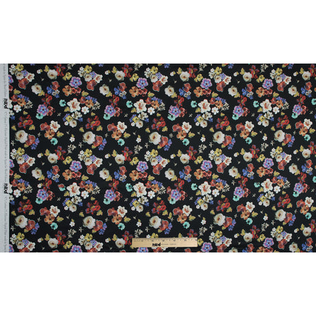 Stretch Cotton Sateen - Black Floral - Pressed Flower Perfection Print - Mood Exclusive Botanical Collection
