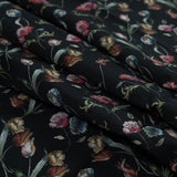 Cotton Voile - Black Floral - Peonies at Midnight Print - Mood Exclusive Botanical Collection