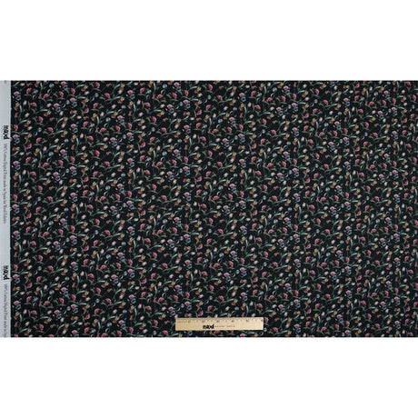 Cotton Voile - Black Floral - Peonies at Midnight Print - Mood Exclusive Botanical Collection