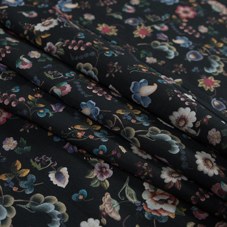Cotton Voile - Black Floral - Blooms of Nature's Bounty Print - Mood Exclusive Botanical Collection