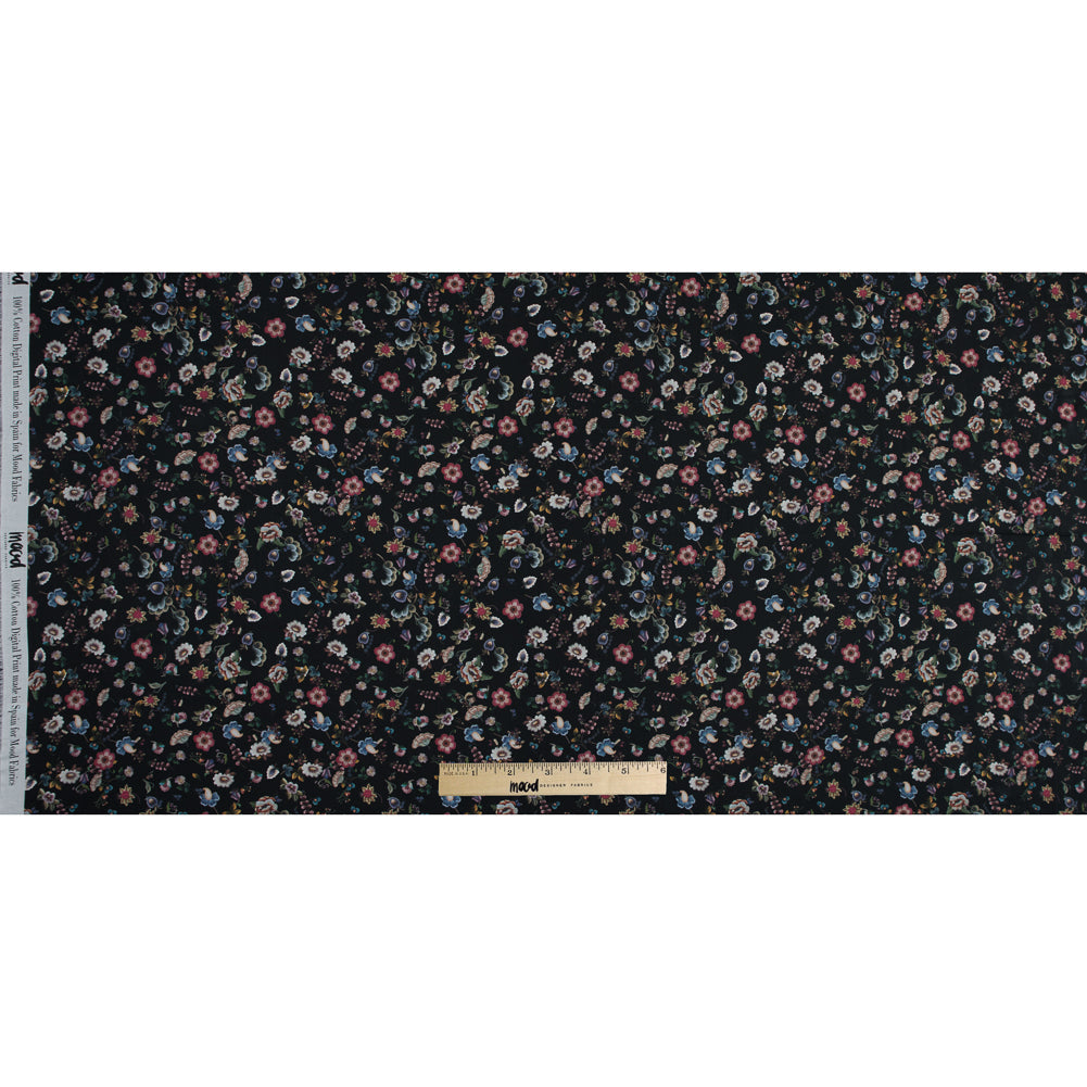Cotton Voile - Black Floral - Blooms of Nature's Bounty Print - Mood Exclusive Botanical Collection