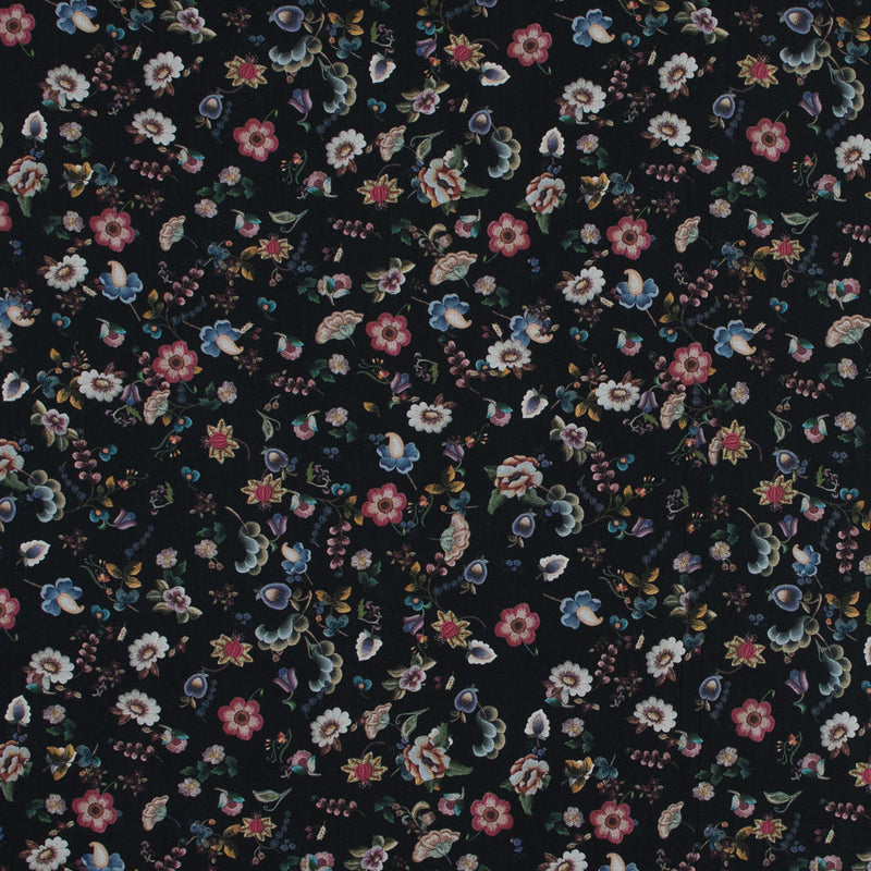Cotton Voile - Black Floral - Blooms of Nature's Bounty Print - Mood Exclusive Botanical Collection