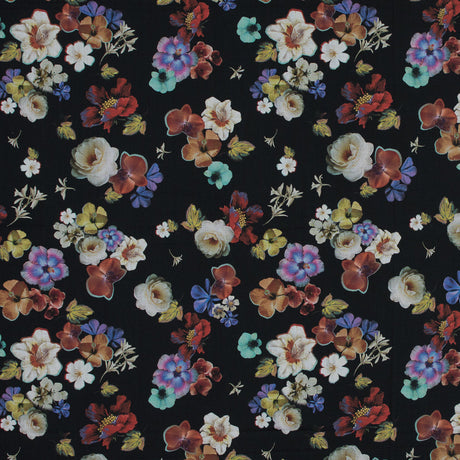 Cotton Voile - Black Floral - Pressed Flower Perfection Print - Mood Exclusive Botanical Collection