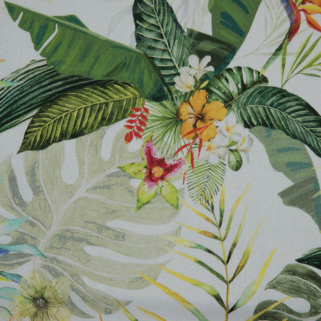 Stretch Cotton Sateen - Palm Leaves and Flowers - The Island's Palms Print - Mood Exclusive Aloha Collection