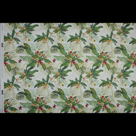 Stretch Cotton Sateen - Palm Leaves and Flowers - The Island's Palms Print - Mood Exclusive Aloha Collection