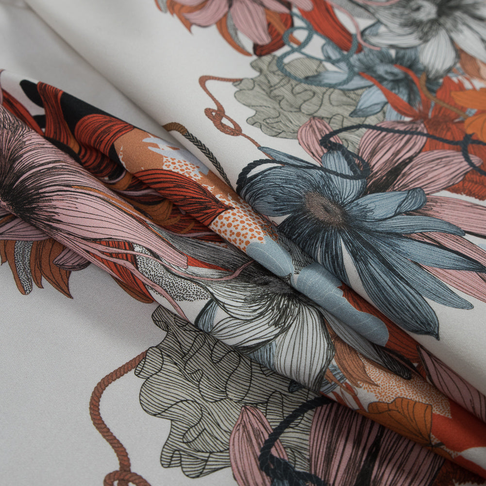 Stretch Cotton Sateen Panel - Pink Floral - Port Havana Print - Mood Exclusive Aloha Collection