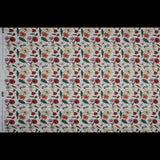 Stretch Cotton Sateen - Red and Yellow Flowers on Pinstripes - A Morning Hello Print - Mood Exclusive Aloha Collection