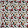 Stretch Cotton Sateen - Red and Yellow Flowers on Pinstripes - A Morning Hello Print - Mood Exclusive Aloha Collection